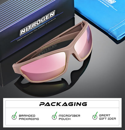 Nitrogen Polarized Wrap Around Sport Sunglasses for Men Women UV400 Protection Sun Glasses