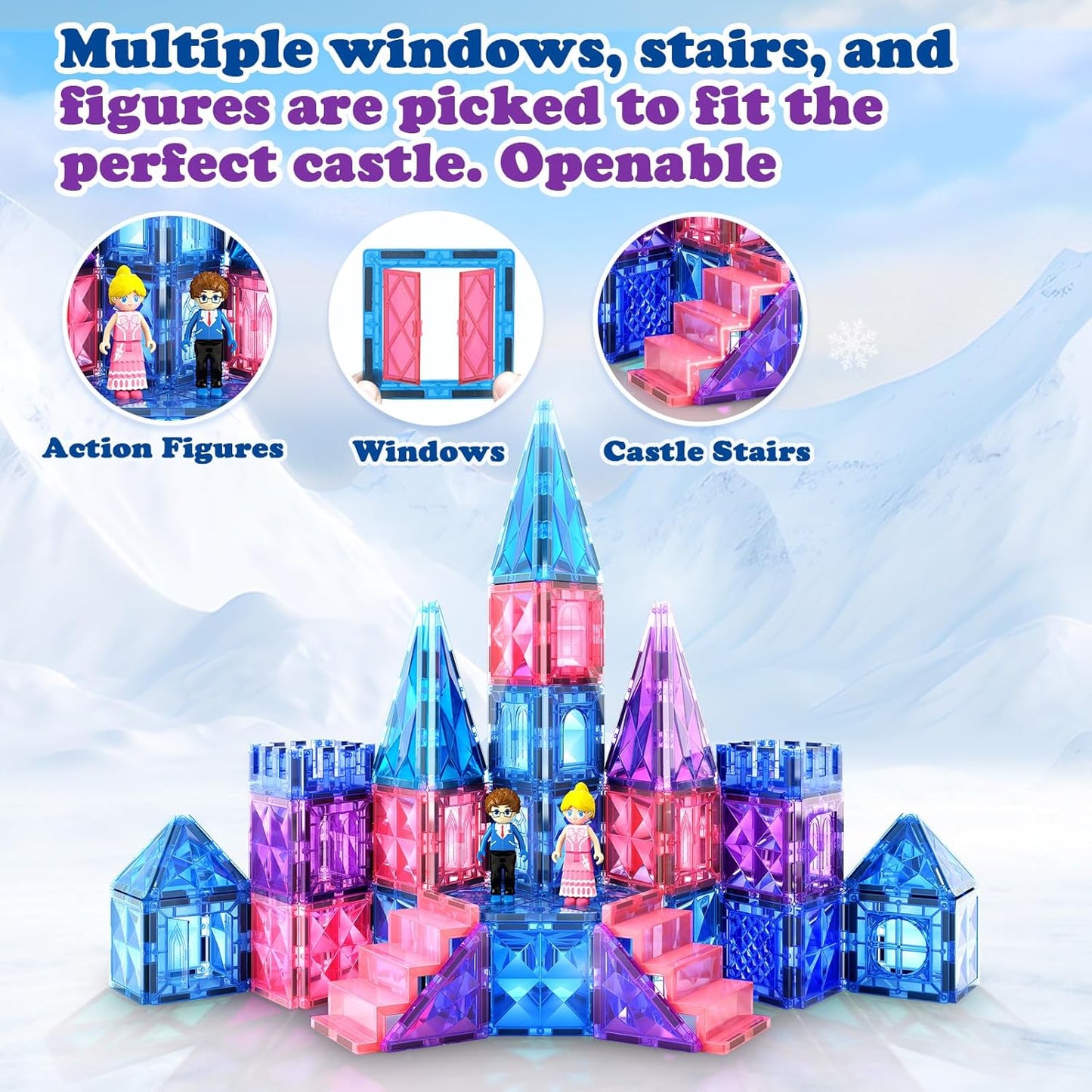 Diamond Magnetic Building Blocks - Frozen Princess Toys for 3-8 Year Old Girls & Boys - 3 4 5 6 Year Old Girl Birthday Xmas Present