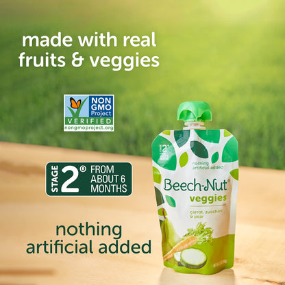 Beech-Nut Baby Food Pouches Variety Pack, Veggie Purees, 3.5 oz (18 Pack)