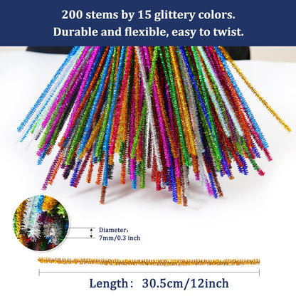 Pipe Cleaners, Pipe Cleaners Craft, Arts and Crafts, Crafts, Craft Supplies, Art Supplies (200 Multi-Color Pipe Cleaners)…