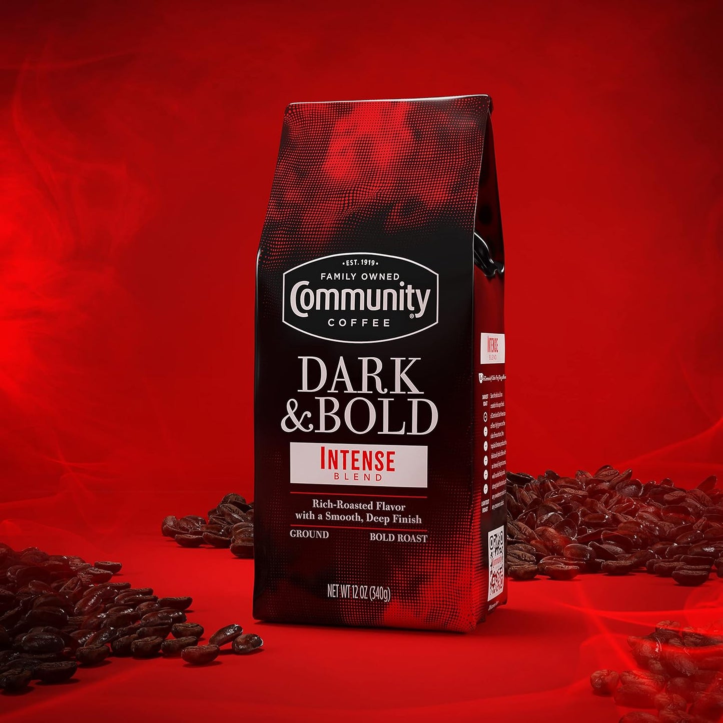 Community Coffee Dark & Bold Intense Blend, Dark Roast Ground Coffee, 12 Ounce Bag (Pack of 1)