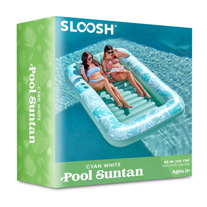 Sloosh Inflatable Tanning Pool Lounger Float for Adults, 70" x 46" Large Suntan Tub Pool Floats Sun Tan Tub Ice Bath Tub Tanning Bed Blow up Pool Raft Lounge Floatie, L-Blue