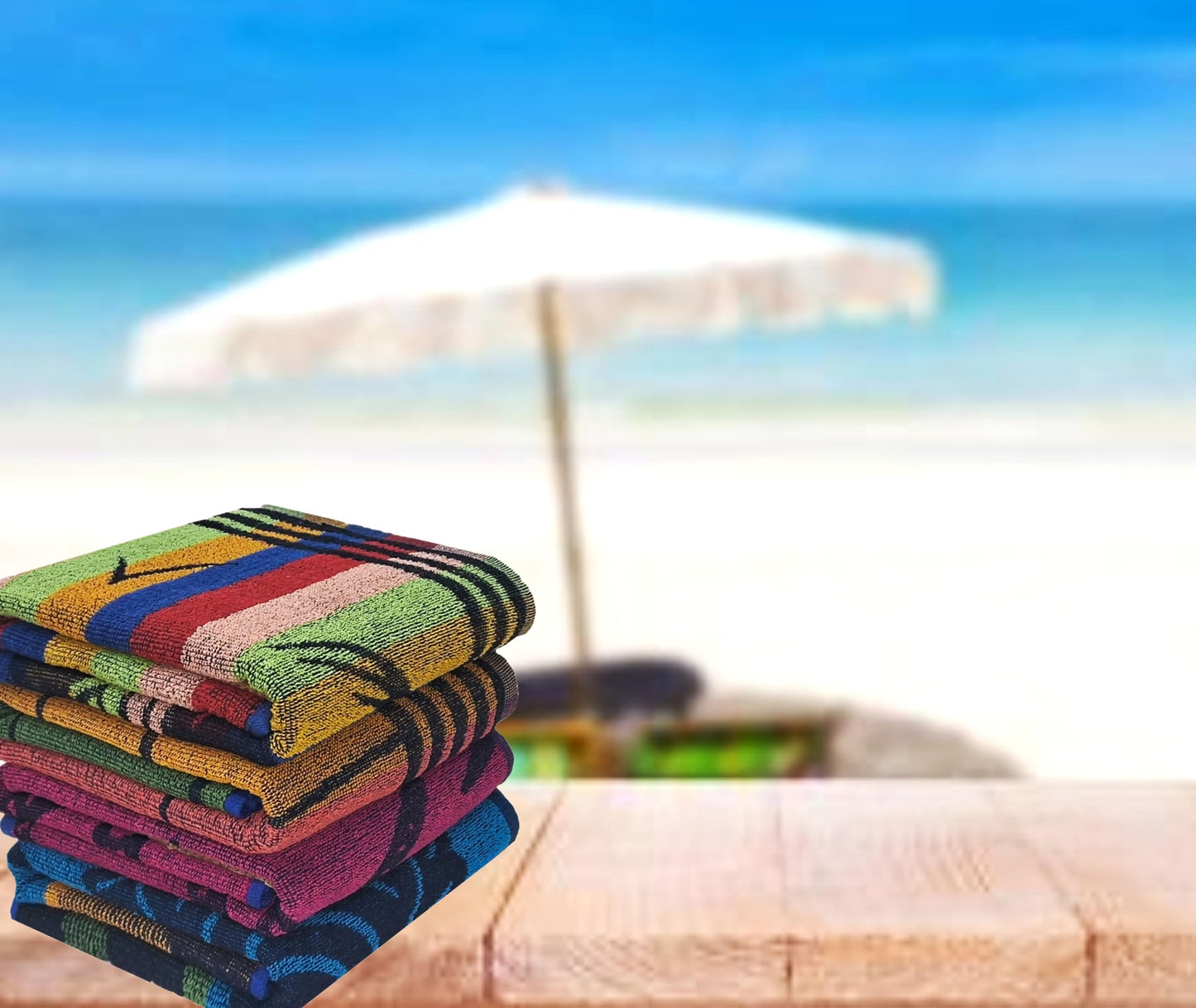 BolBom*S Cotton Beach Towels- Hammam Classic Pool Towel 30 x 60 Inches Oversized Soft Beach Towels for Adults - Luxury Beach Bath Towels - Summer Gifts Beach Accessories - Pack of 6