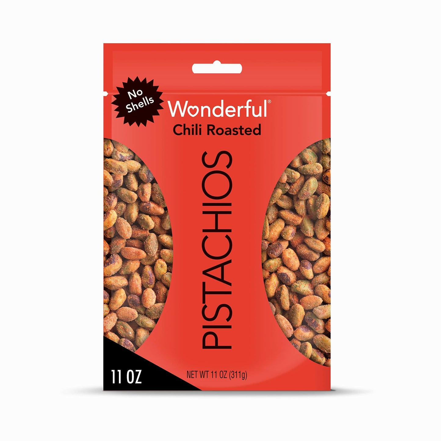 Wonderful Pistachios No Shells, Chili Roasted, 11 Ounce Bag, Protein Snack, Gluten Free, On-the-Go Snack