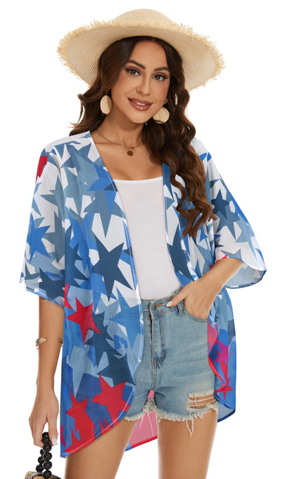 Womens Kimono Beach Cover Up Chiffon Cardigan Floral Tops Loose Capes