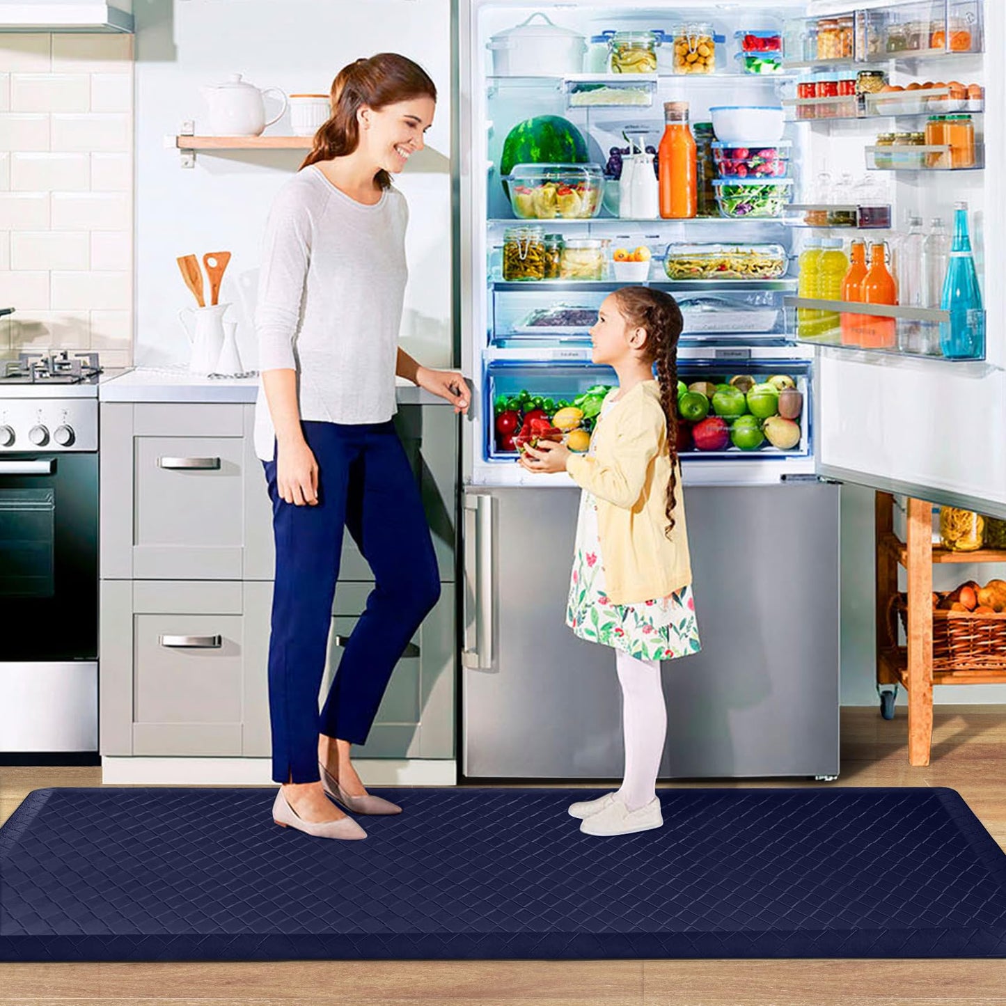 HappyTrends Floor Mat Cushioned Anti-Fatigue ,17.3"x28",Thick Waterproof Non-Slip Mats and Rugs Heavy Duty Ergonomic Comfort Rug for Kitchen,Floor,Office,Sink,Laundry,Black