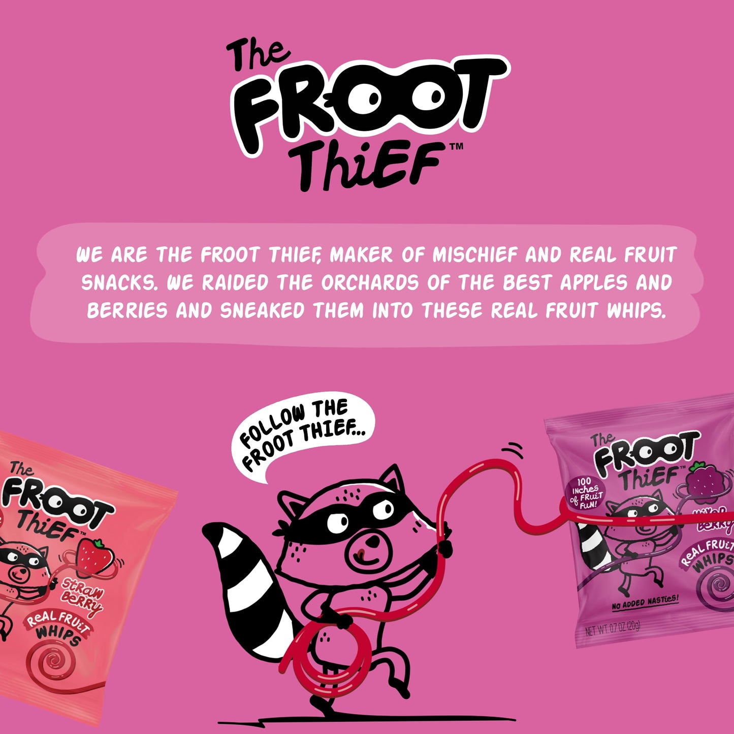 The FROOT Thief Real Fruit Snack Whips Strawberry Flavor, Nut Free, 100% Natural, Gluten-Free, Non-GMO, No Artificial Colors or Flavors, Pack of 5