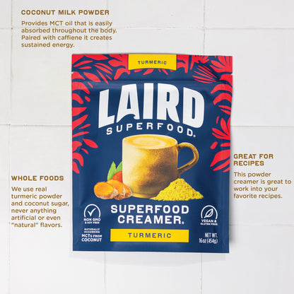 Laird Superfood Non-Dairy Superfood Creamer - Coconut Powder Coffee Creamer - Sweet & Creamy - Gluten Free, Non-GMO, Vegan - 16 oz. Bag, Pack of 1