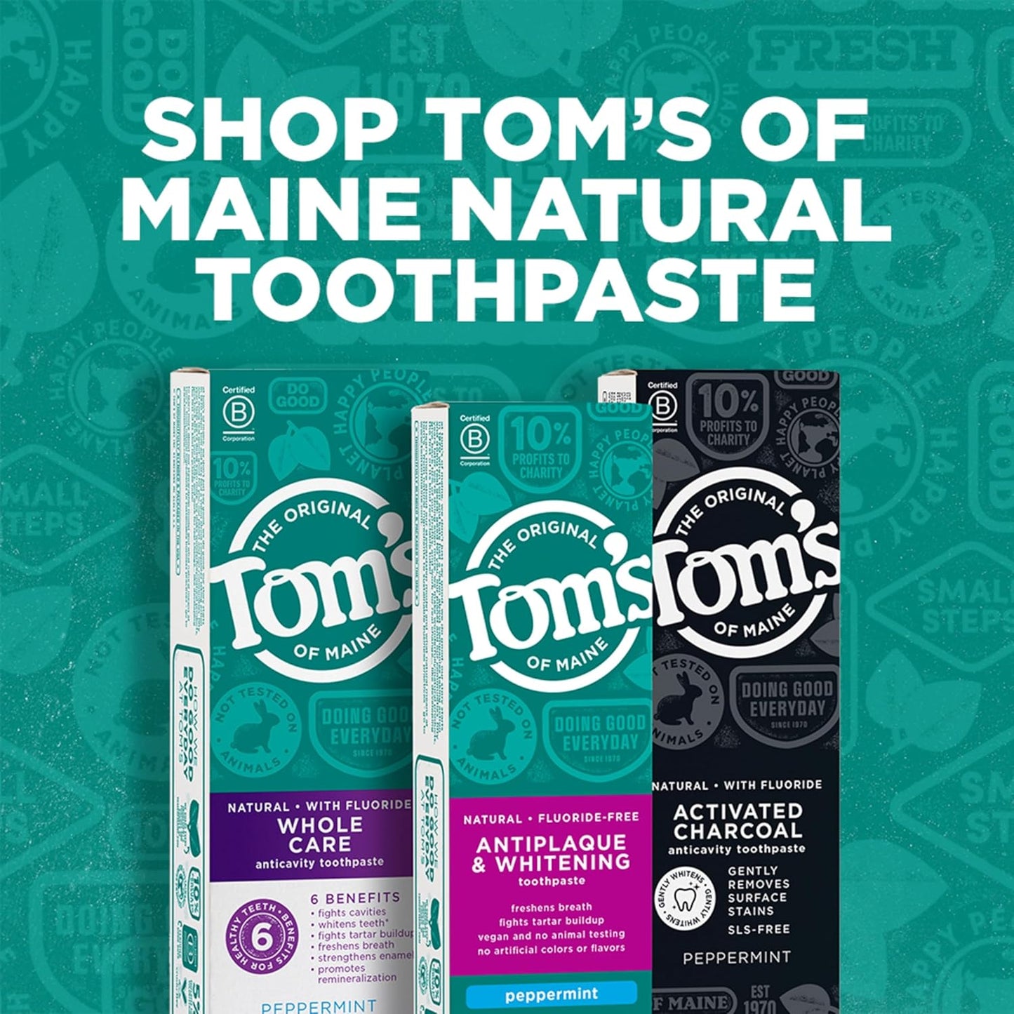 Tom's of Maine Fluoride-Free Antiplaque & Whitening Natural Toothpaste, Peppermint, 5.5 oz. (Pack of 2)