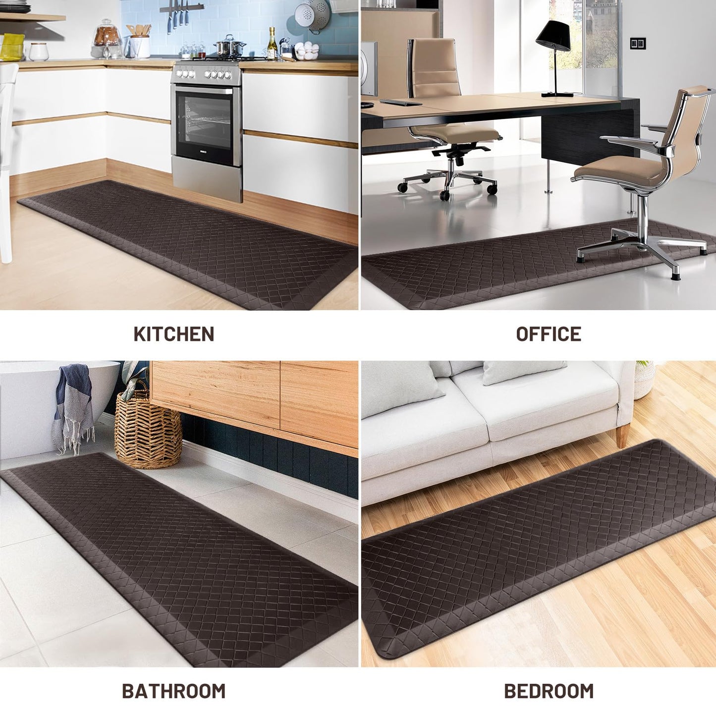 HappyTrends Floor Mat Cushioned Anti-Fatigue ,17.3"x28",Thick Waterproof Non-Slip Mats and Rugs Heavy Duty Ergonomic Comfort Rug for Kitchen,Floor,Office,Sink,Laundry,Black