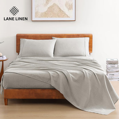 LANE LINEN 100% Organic Cotton Twin Sheets Set, 3Pc Twin Bed Sheets, Breathable Cotton Sheets Twin Size Bed Set, Dorm Room Essentials with 15" Twin Deep Pocket Fitted Sheet - White Sheets