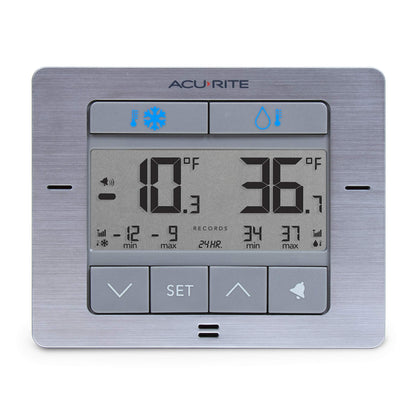 AcuRite Matte White Digital Wireless Fridge and Freezer Thermometer for Home and Restaurants with Alarm and High/Low Temperature Records (00523M)