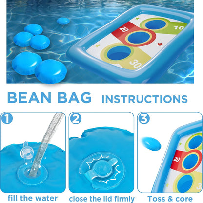 iPlay, iLearn Kids Pool Toys, Inflatable Cornhole Floating Toss Games & 6 Water Bags for Summer Swimming Play, Toddler Outdoor Indoor Beach Family Yard Party Gift 3 4 5 6 7 8 10 Year Old Boy Girl Teen