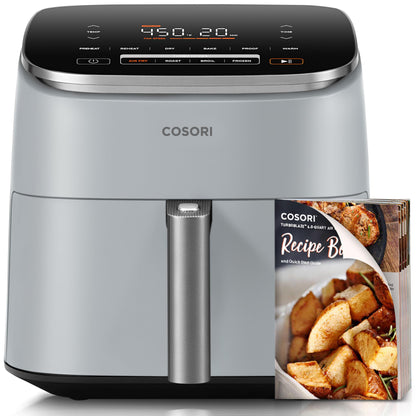 COSORI Air Fryer 9-in-1, Compact but Large 6 Qt, 5 Fast Fan Speeds with 450F for Ultra Crsipy, 95% Less Oil, 100+ In-App Recipes, Roast, Bake, Dehydrate, Reheat, Broil, Proof, Dishwasher Safe, Gray