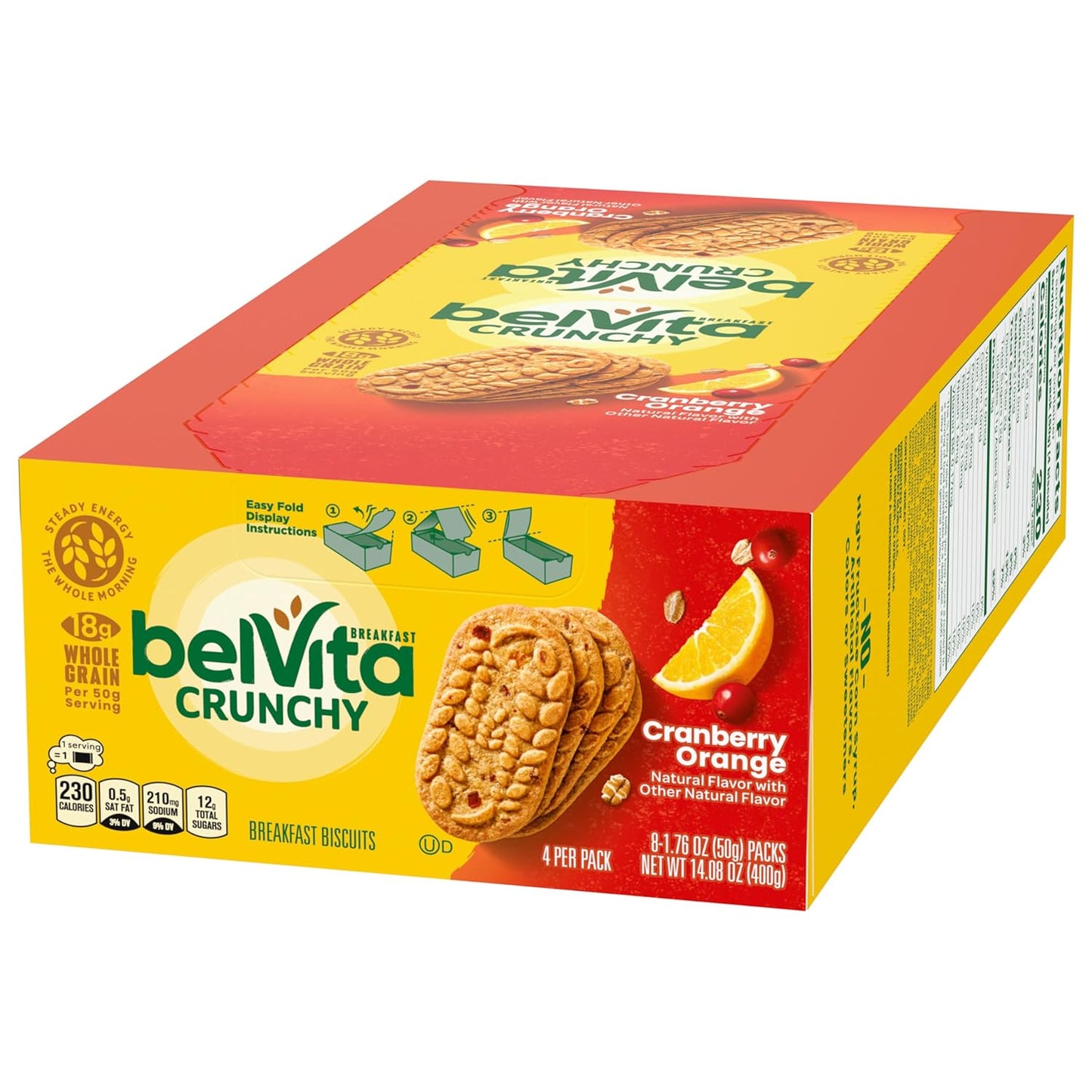 belVita Cranberry Orange Breakfast Biscuits, 8 Packs (4 Biscuits Per Pack)