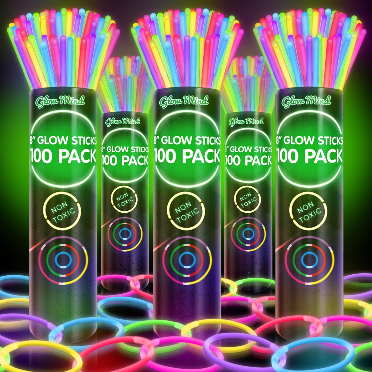 Ultra Bright Glow Sticks Bracelets and Necklaces - Premium Glow in the Dark Party Supplies and Decorations - Bulk 8" Glowsticks Party Favors Pack