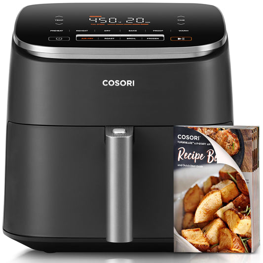 COSORI Air Fryer 9-in-1, Compact but Large 6 Qt, 5 Fast Fan Speeds with 450F for Ultra Crsipy, 95% Less Oil, 100+ In-App Recipes, Roast, Bake, Dehydrate, Reheat, Broil, Proof, Dishwasher Safe, Gray