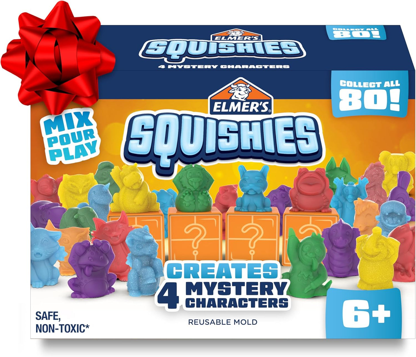 Elmer's Squishies Kids’ DIY Activity Kit, Create 4 Mystery Characters, 24 Piece Kit for Ages 6 and Up, Perfect for Stress Relief and Sensory Play