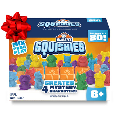 Elmer's Squishies Kids’ DIY Activity Kit, Create 4 Mystery Characters, 24 Piece Kit for Ages 6 and Up, Perfect for Stress Relief and Sensory Play