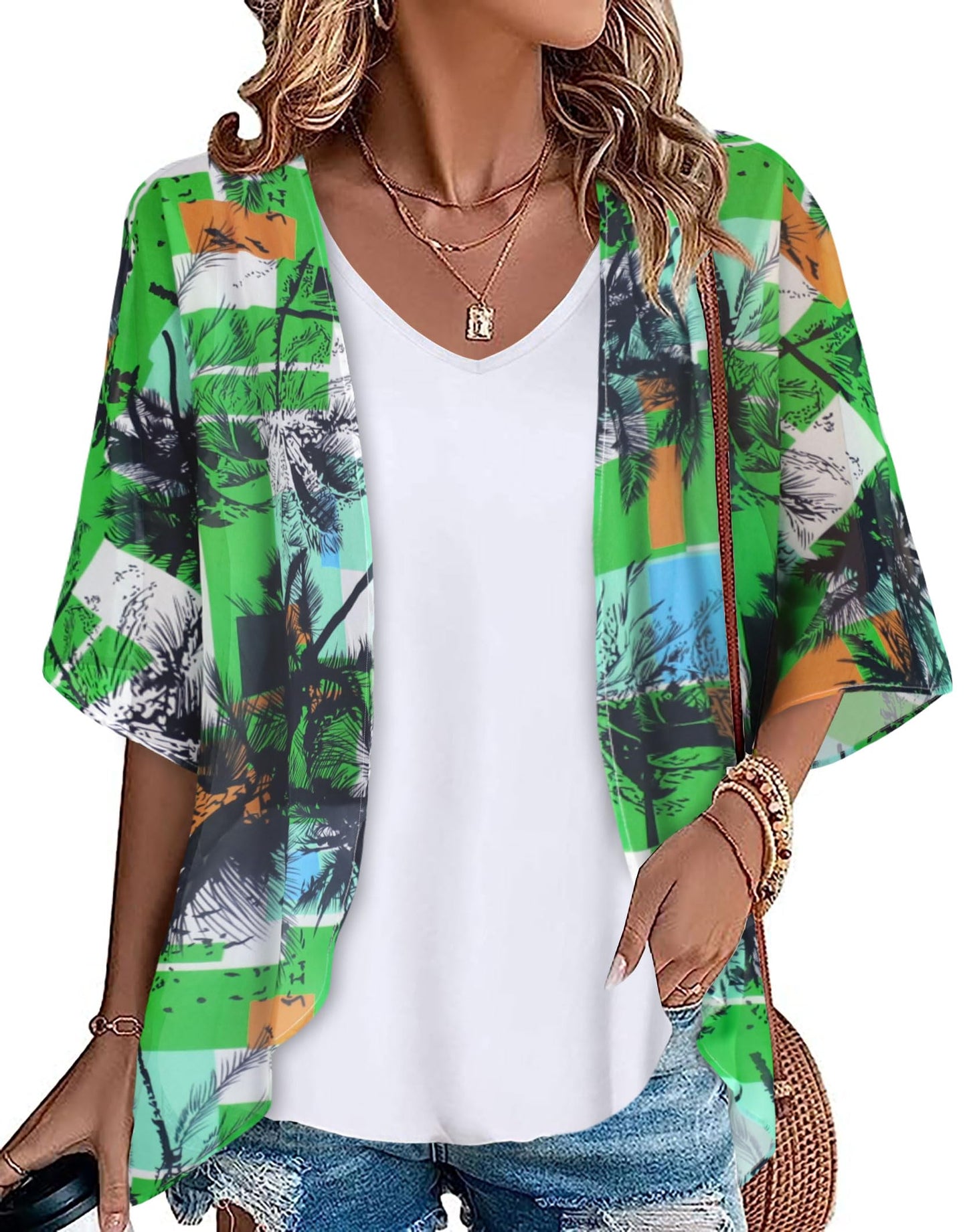 Womens Kimono Beach Cover Up Chiffon Cardigan Floral Tops Loose Capes