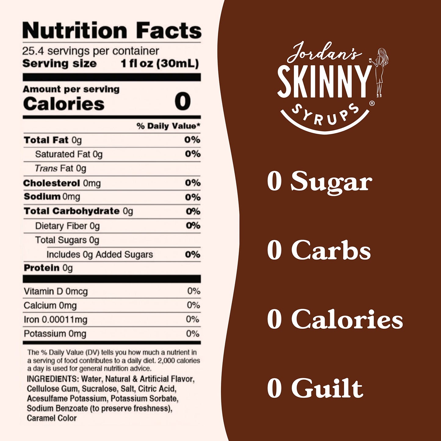 Jordan's Skinny Syrups Sugar Free Coffee Syrup, Vanilla Flavor Drink Mix, Zero Calorie Flavoring for Chai Latte, Protein Shake, Food and More, Gluten Free, Keto Friendly, 25.4 Fl Oz, 2 Pack