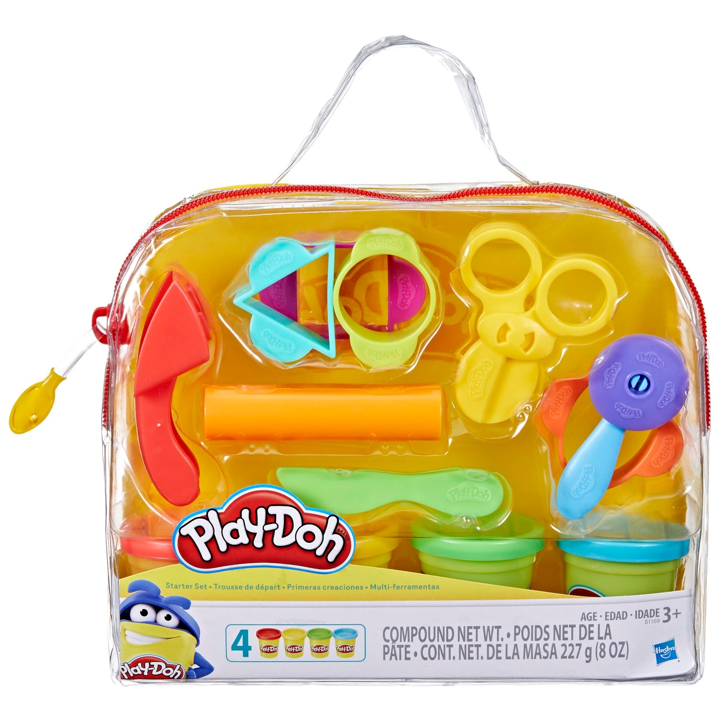 Play-Doh Starter Set 9-Piece Kit with Storage Tote & 4 Modeling Compound Cans, Arts and Crafts Toys for Kids 3 Years & Up, Preschool Toys