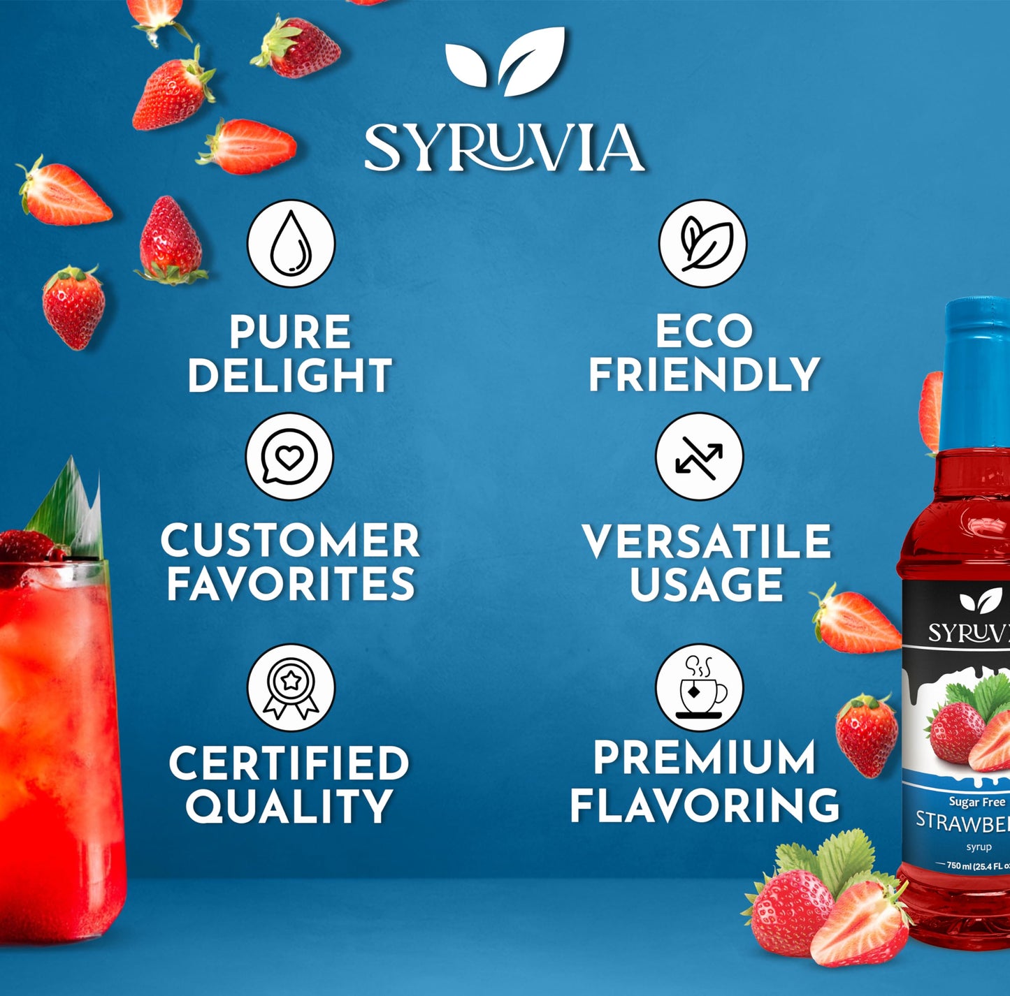 Syruvia Sugar-Free Lavender Syrup (25.4 fl oz) - Delicate Floral Bliss with Zero Added Sugar – Kosher, Gluten-Free, Perfect for Enhancing Beverages, Desserts, and Culinary Creations