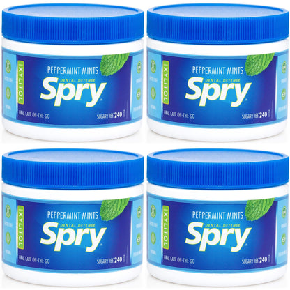 Spry Xylitol Peppermint Sugar Free Candy - Breath Mints That Promote Oral Health, Dry Mouth Mints That Increase Saliva Production, Stop Bad Breath, 240 Count (Pack of 1)