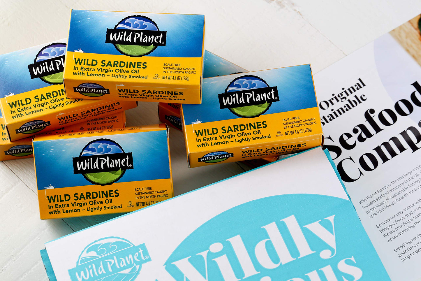 Wild Planet Wild Sardines in Extra Virgin Olive Oil, Lightly Smoked, Tinned Fish, Sustainably Wild-Caught, Non-GMO, Kosher, Gluten Free, 4.4. Ounce (Pack of 12)