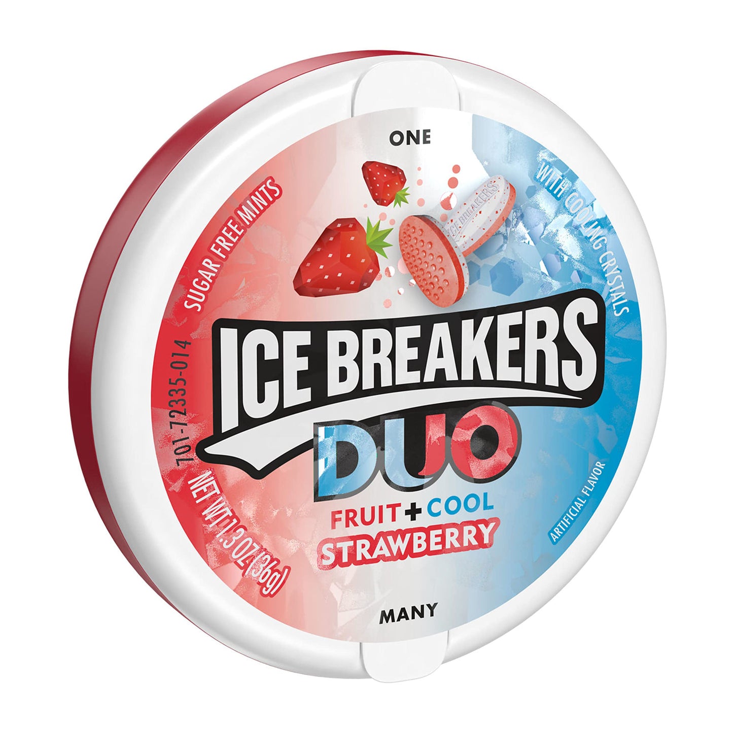 ICE BREAKERS Duo Fruit Plus Cool Strawberry Sugar Free Breath Mints Tins, 1.3 oz (8 Count)