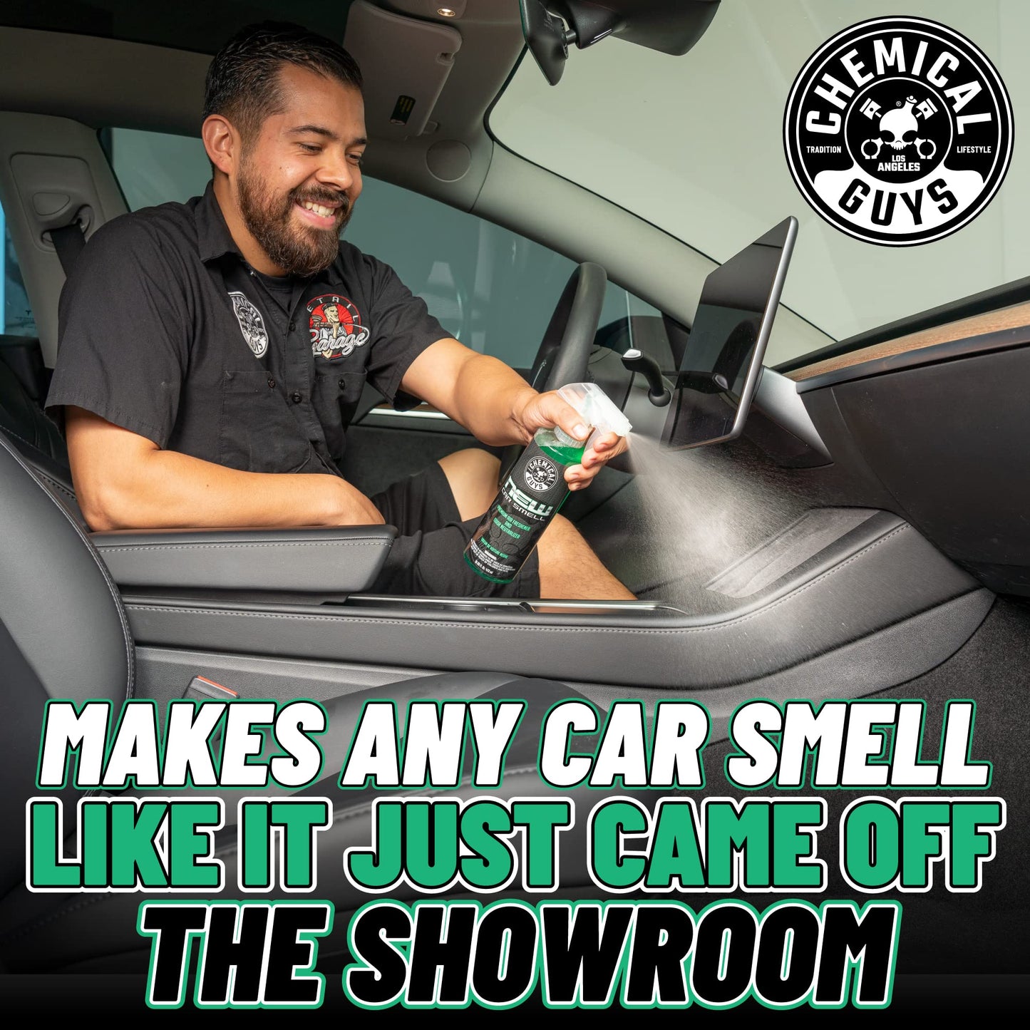 Chemical Guys AIR_101_16 New Car Smell Premium Air Freshener and Odor Eliminator, Long-Lasting Scent, Great for Cars, Trucks, SUVs, RVs & More, 16 fl oz