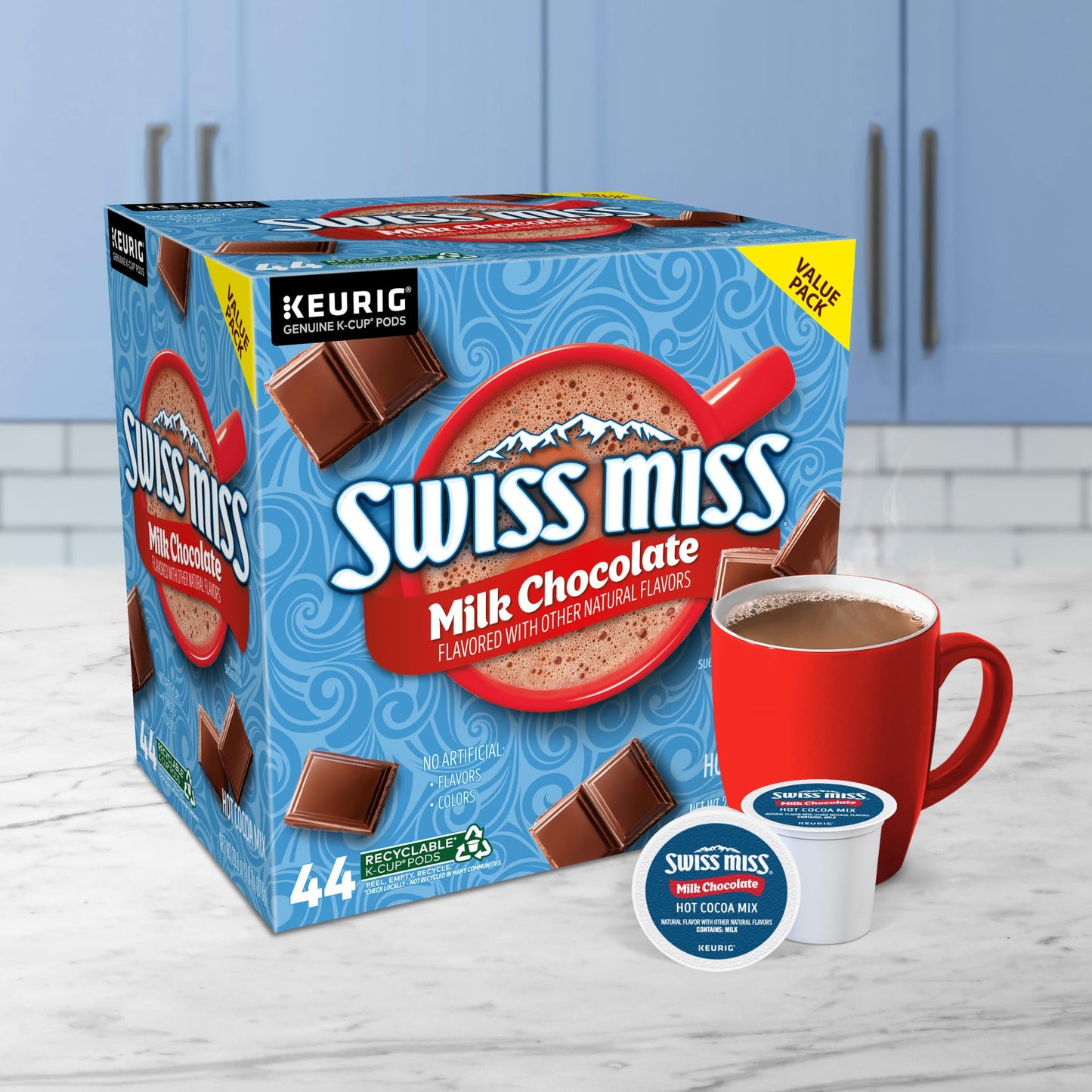 Swiss Miss Milk Chocolate Hot Cocoa, Keurig Single-Serve K-Cup Pods, 44 Count