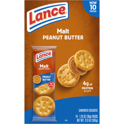 Lance Sandwich Crackers, Captain's Wafer Grilled Cheese, 10 Individual Packs, 6 Sandwiches Each