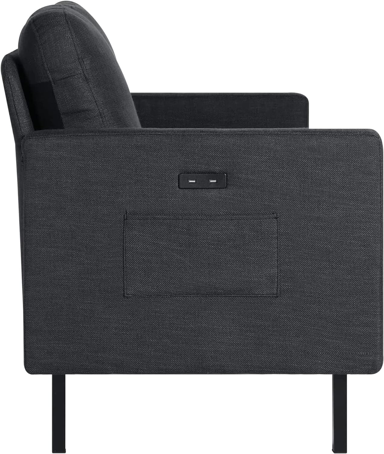 STHOUYN 56" W Fabric Loveseat Sofa with 2 USB, Small Couches for Living Room, Bedroom, Office, Easy Assembly & Comfy Cushion, Dark Grey