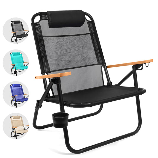 Water Buffalo Beach Chair - Premium Backpack Beach Chair for Adults - Beach Chair with Backpack Straps - Foldable and Reclining Beach Chair - Bondi Backpack Chair