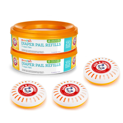 Munchkin® Arm & Hammer Diaper Pail Refill Rings, Holds up to 544 Newborn Diapers, 2 Pack