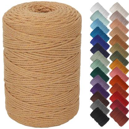 NOANTA Natural Macrame Cord 3mm x 109Yards, Beige Macrame Rope, Cotton Cord for Wall Hanging, Plant Hangers, Christmas Crafts, Knitting