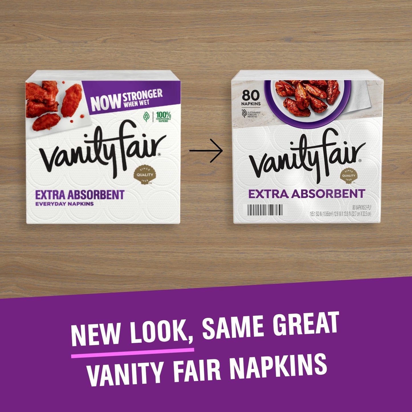 Vanity Fair Extra Absorbent Premium Paper Napkins, 80 Count, Disposable Napkins Made Soft And Strong For Messy Meals And Everyday Use