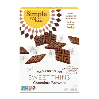 Simple Mills, Chocolate Brownie Cookies Thins, 4.25 Ounce