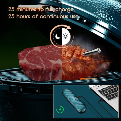 INKBIRD Wireless Meat Thermometer INT-11P-B, Bluetooth Meat Thermometer Wireless for Grilling Smoking, IP67 Waterproof Smart Meat Probe for BBQ Grill Smoker Rotisserie Rechargeable Box Gifts for Men