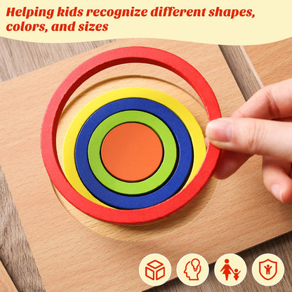 MCPINKY 3 Sets Toddler Puzzles, Wooden Shape Sorting Puzzles Montessori Puzzles Preschool Wooden Sensory Toys Age 1-3