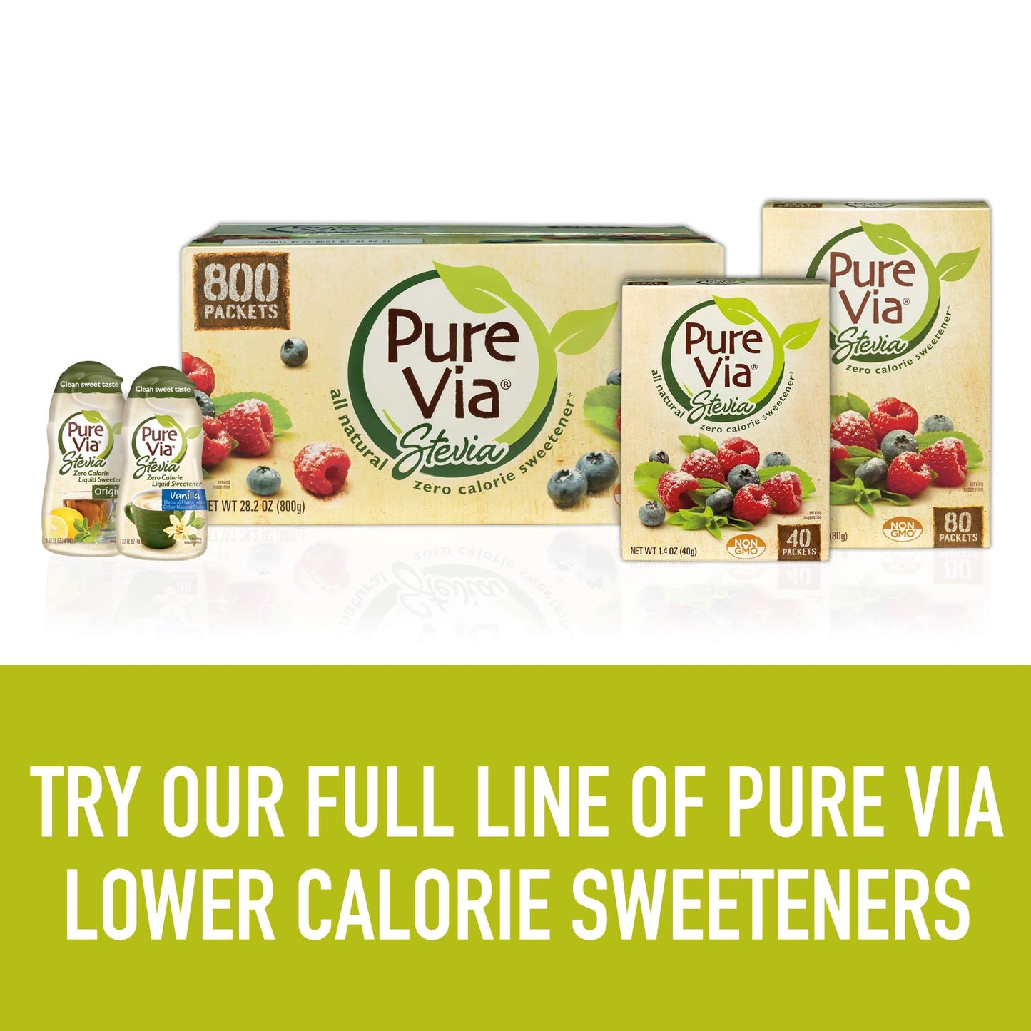 Pure Via Stevia Sweetener 28.2oz (800 packets)