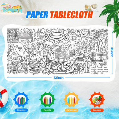 PADTIC Giant Coloring Poster,30x72Inch Happy Birthday Drawing Paper Coloring Tablecloth,DIY Birthday Activity Poster Table Cover,Kids Art Crafts Coloring Mat,Home Classroom Birthday Party Suppiles