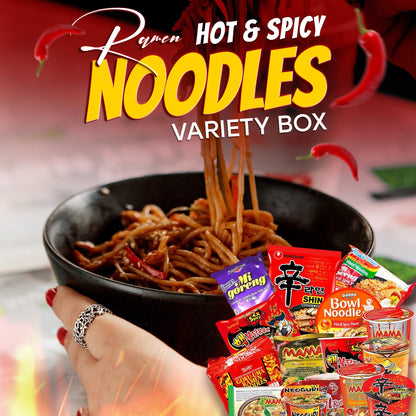 FOODIE BOXX Asian Instant Ramen Noodles Variety Pack with Cookies & Chopsticks (Dry)