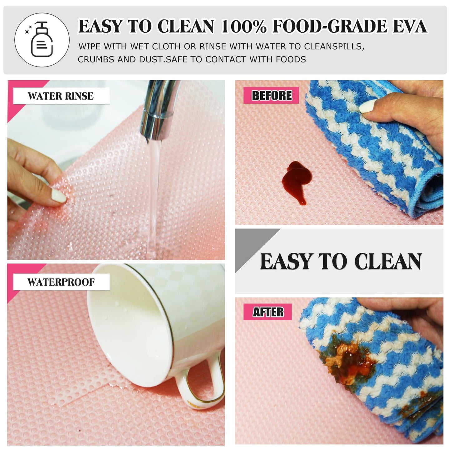 10Pcs Refrigerator Liners, Washable Fridge Liner Shelf Mats Refrigerator Pads for Cupboard Cabinet Drawer Home Kitchen Accessories Organization (Pink)