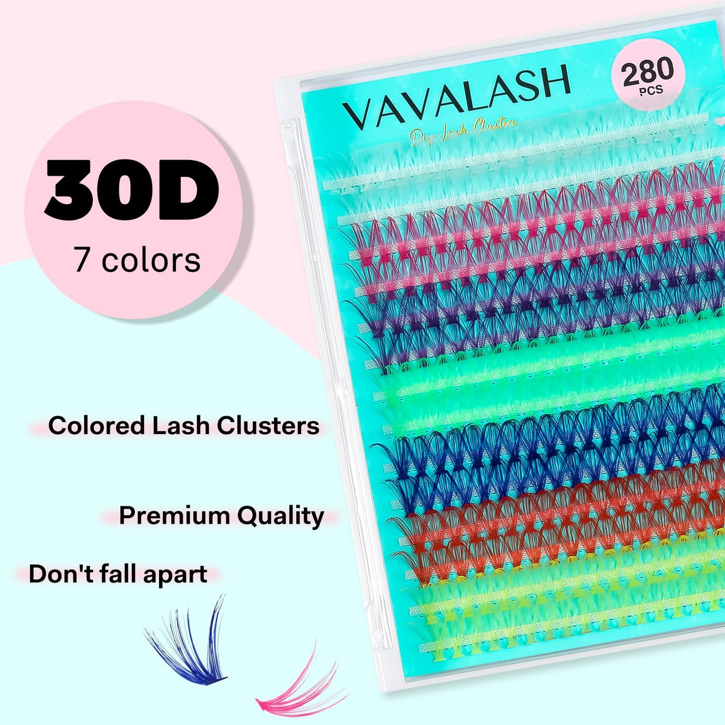 VAVALASH DIY Lash Extension Kit 280 Clusters Individual Lashes Kit 30D 40D 0.07D-10-16mm Lash Clusters, Lash Bond and Seal, Lash Tweezer for DIY Eyelash Extension at Home（Kit-30D+40D-0.07D-10-16MIX）