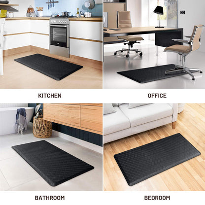 HappyTrends Floor Mat Cushioned Anti-Fatigue ,17.3"x28",Thick Waterproof Non-Slip Mats and Rugs Heavy Duty Ergonomic Comfort Rug for Kitchen,Floor,Office,Sink,Laundry,Black