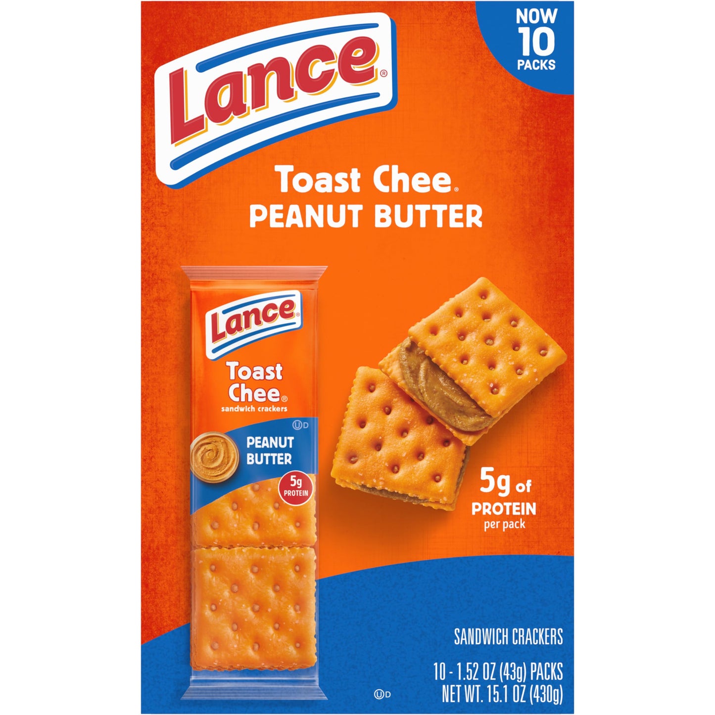 Lance Sandwich Crackers, Captain's Wafer Grilled Cheese, 10 Individual Packs, 6 Sandwiches Each