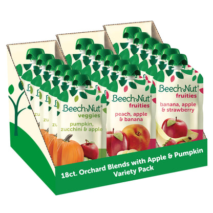 Beech-Nut Baby Food Pouches Variety Pack, Veggie Purees, 3.5 oz (18 Pack)