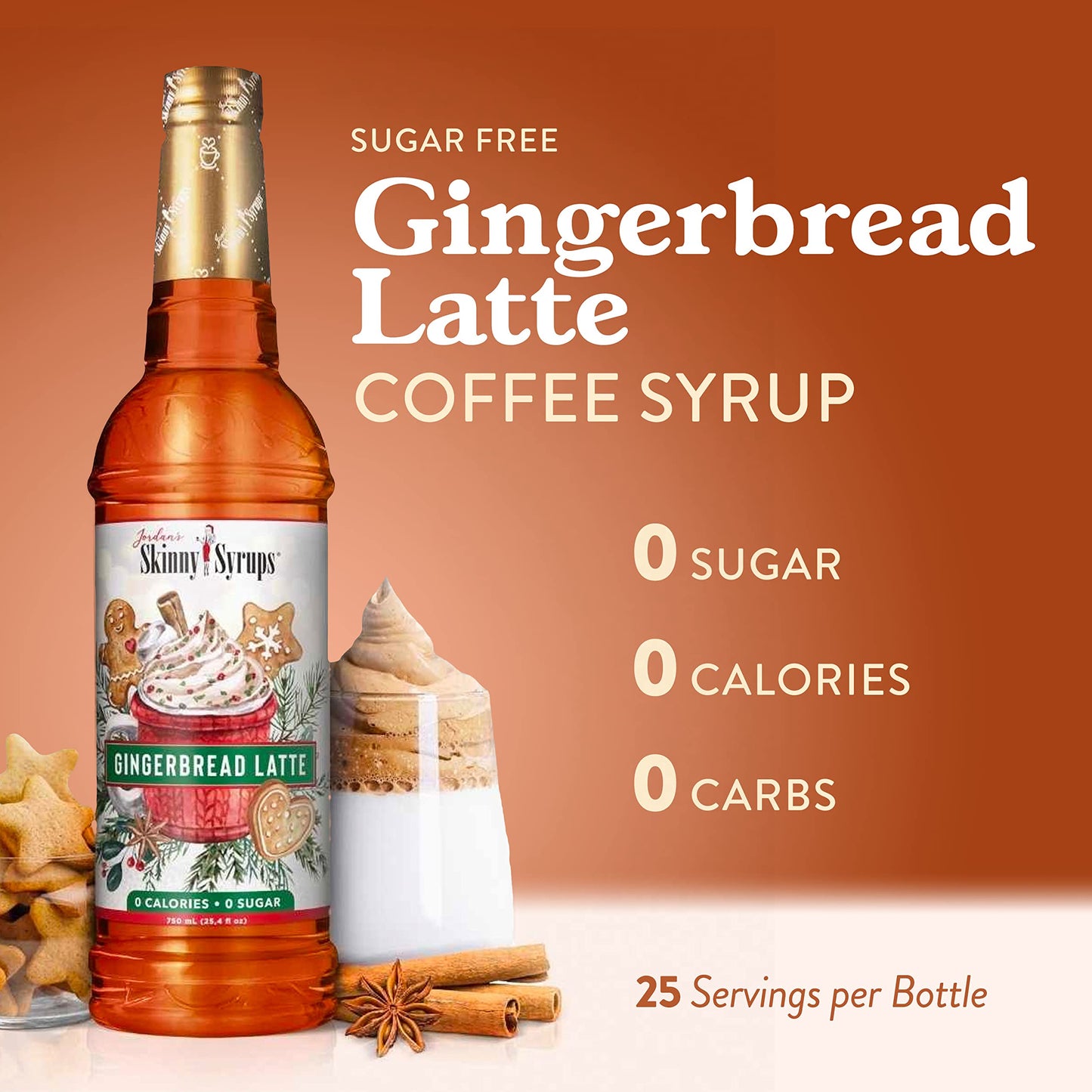 Jordan's Skinny Syrups Sugar Free Coffee Syrup, Vanilla Flavor Drink Mix, Zero Calorie Flavoring for Chai Latte, Protein Shake, Food and More, Gluten Free, Keto Friendly, 25.4 Fl Oz, 2 Pack